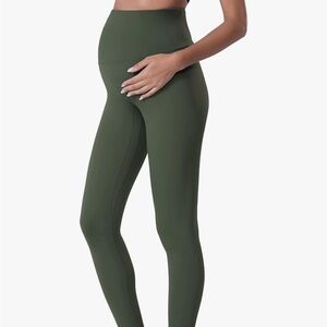 High-Waisted Olive Green Maternity Leggings